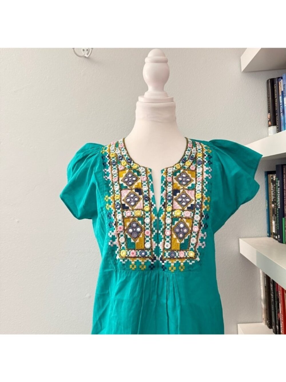 FIGUE Womens Green Embroidered mini dress sz XS - Picture 2 of 12
